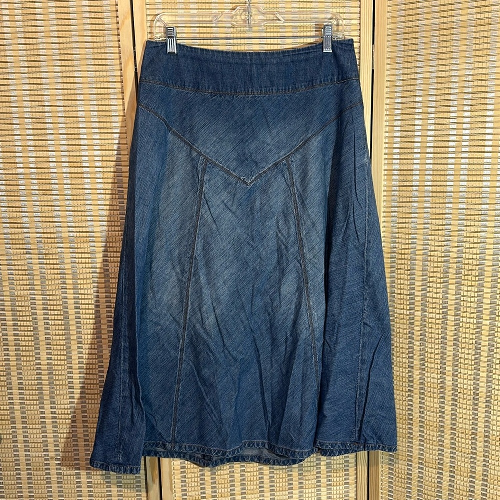Lauren Ralph Lauren Vintage Y2K Western Style Faded Cotton Denim Midi Skirt 10